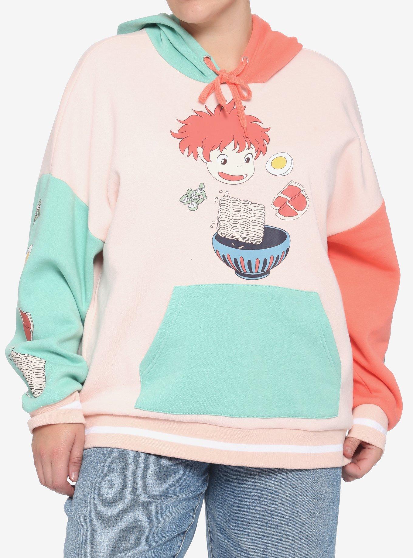 Studio Ghibli Ponyo Color-Block Girls Hoodie Plus Size, MULTI, hi-res