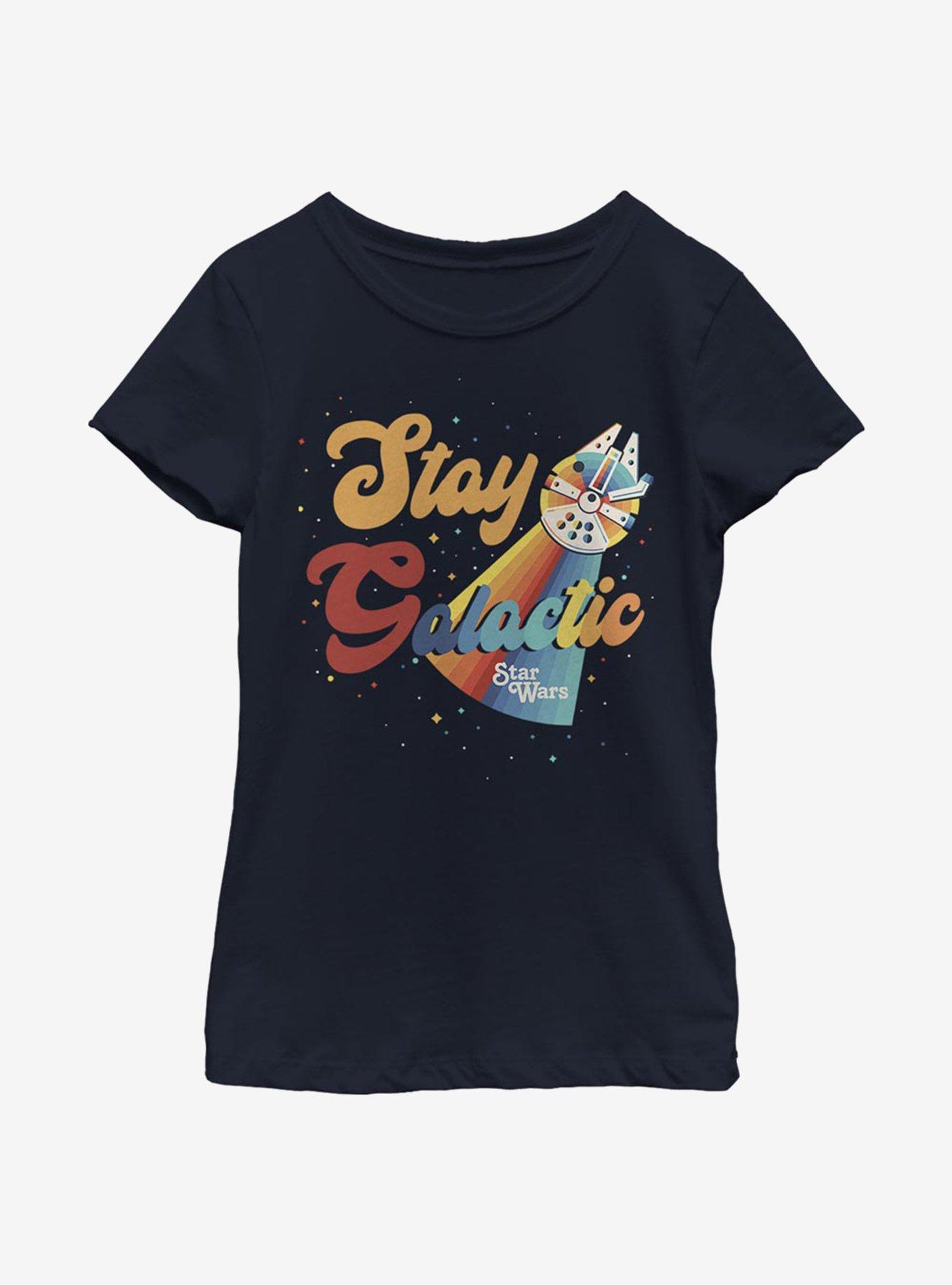 Star Wars Retro Stay Galactic Youth Girls T-Shirt, NAVY, hi-res