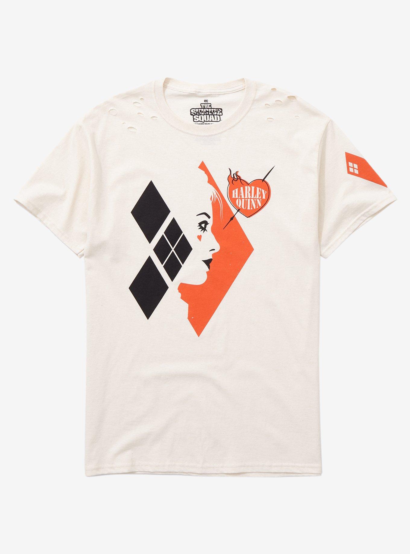 DC Comics The Suicide Squad Harley Quinn Profile Women's T-Shirt - BoxLunch Exclusive, OFF WHITE, hi-res