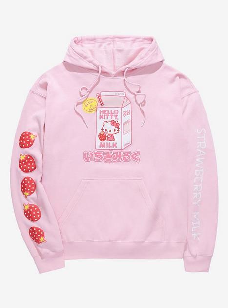 MILK HELLO KITTYストロベリーフーディー Hello Kitty Strawberry Milk Girls Hoodie | Hot Topic