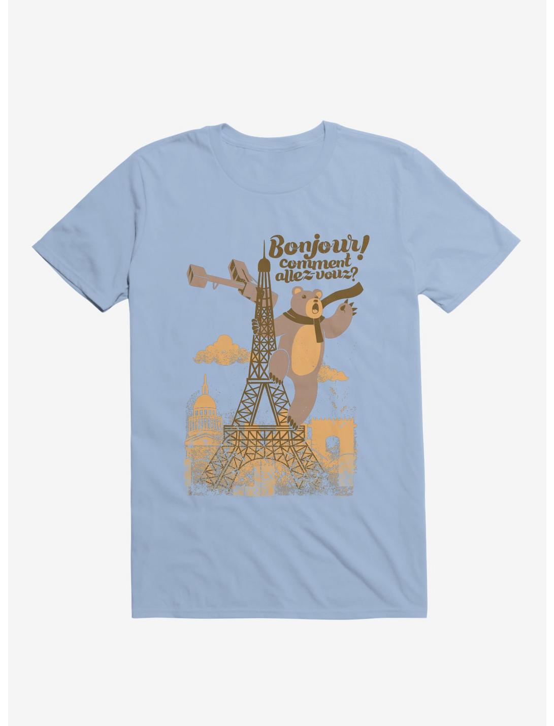 Paris King Kong Bear Eiffel Tower T-Shirt, LIGHT BLUE, hi-res