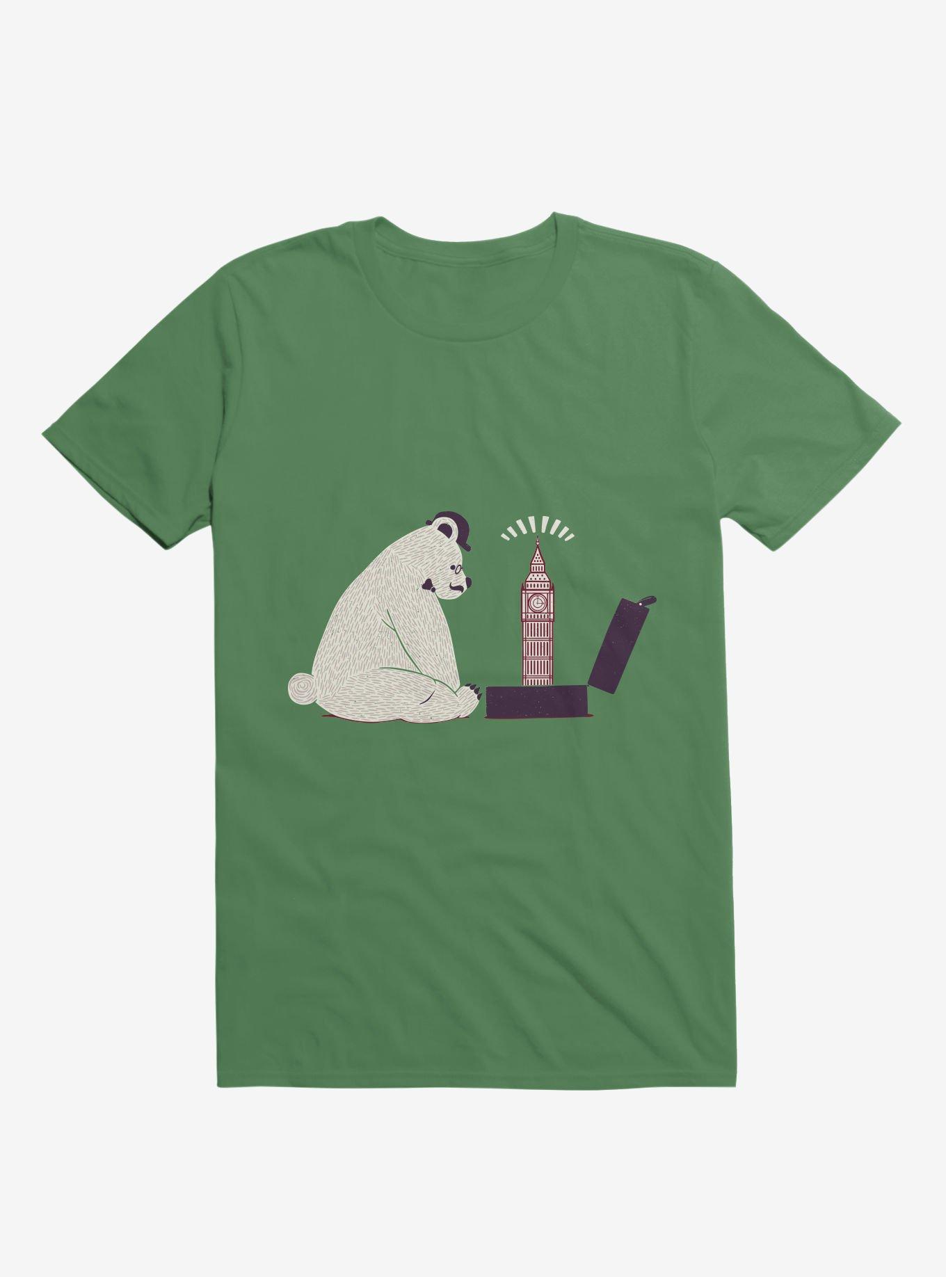 Traveler Tourist Big Ben Bear UK T-Shirt, KELLY GREEN, hi-res