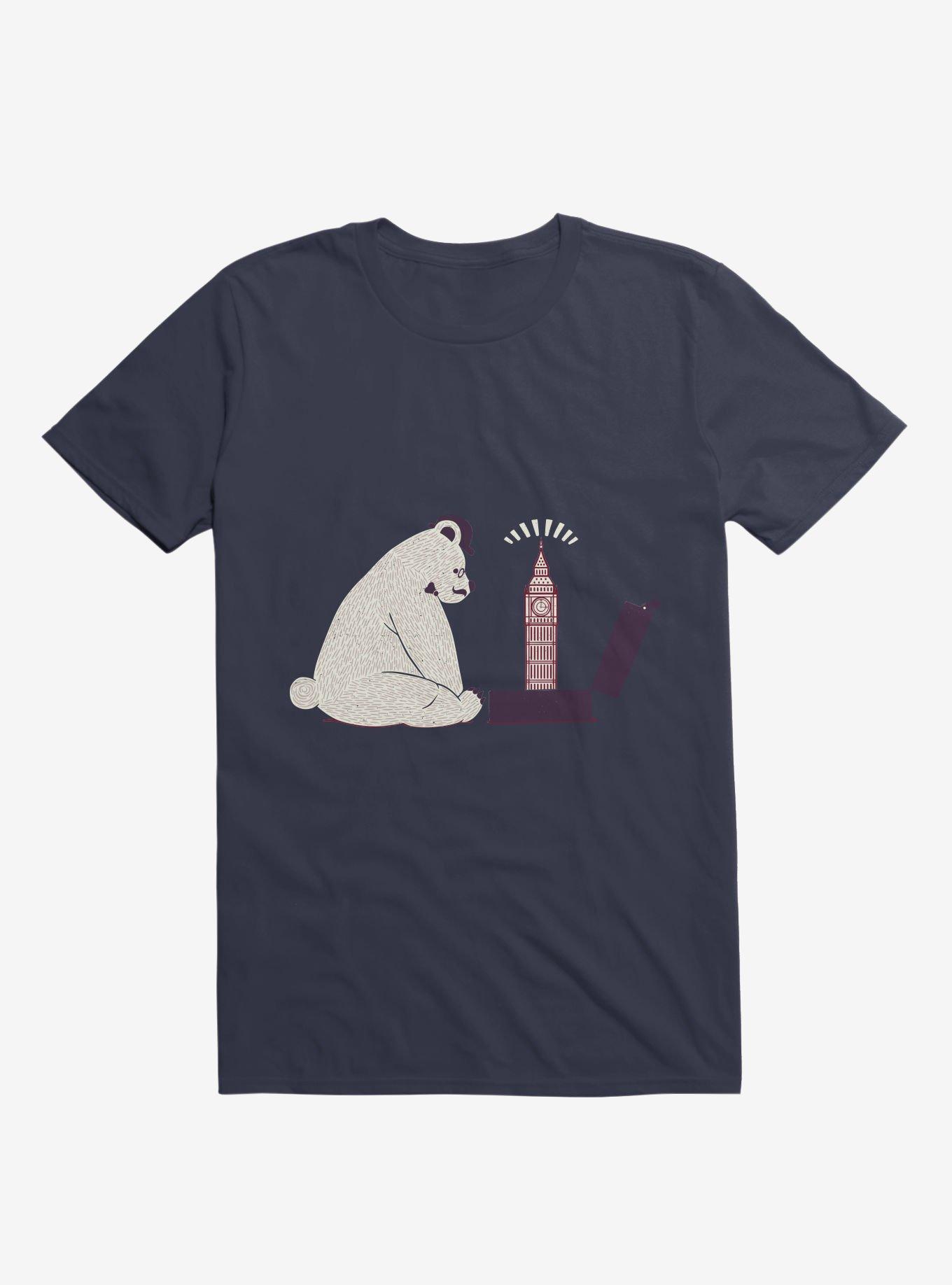 Traveler Tourist Big Ben Bear UK T-Shirt, NAVY, hi-res