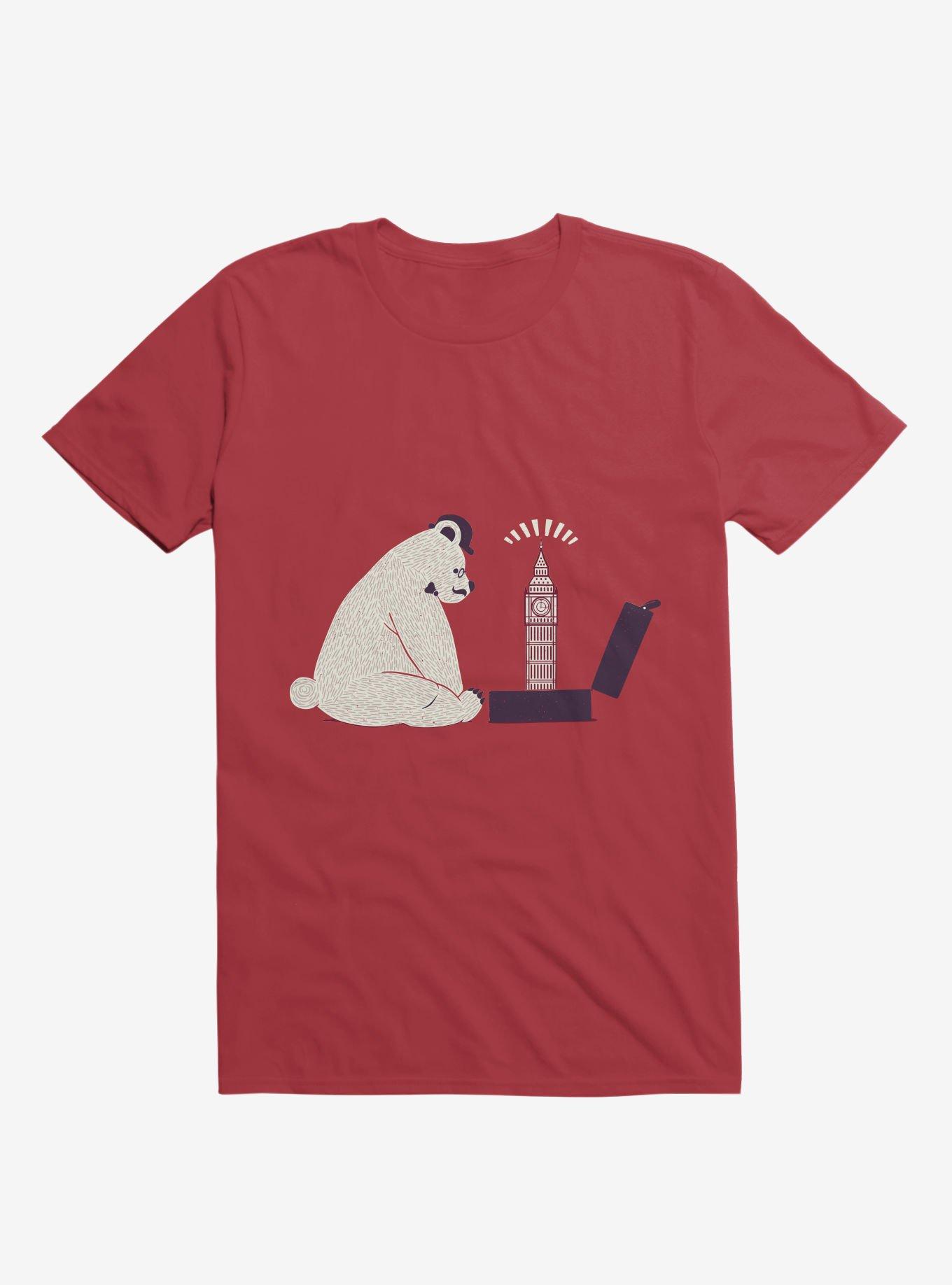 Traveler Tourist Big Ben Bear UK T-Shirt, RED, hi-res
