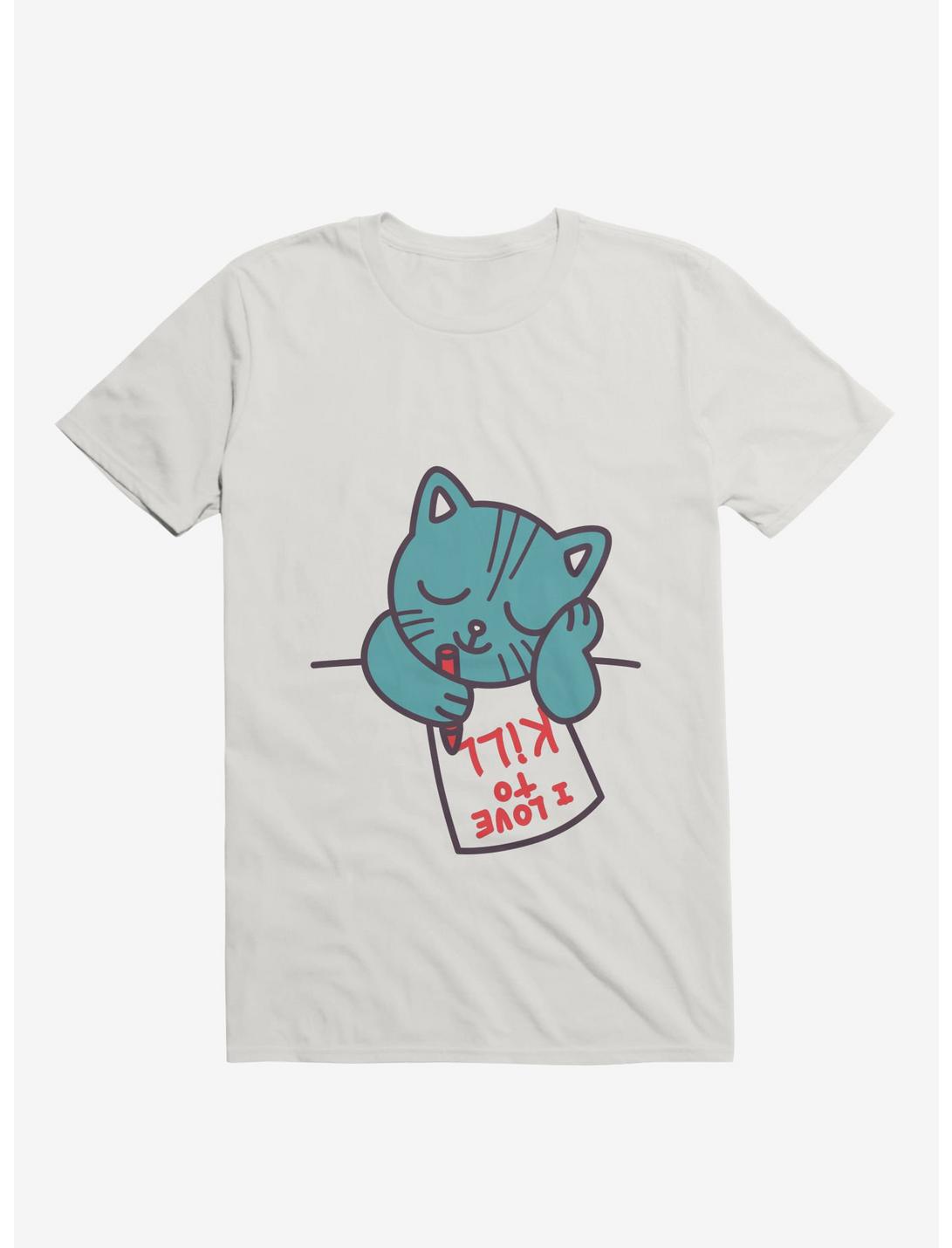 I Love To Kill Cat T-Shirt, WHITE, hi-res