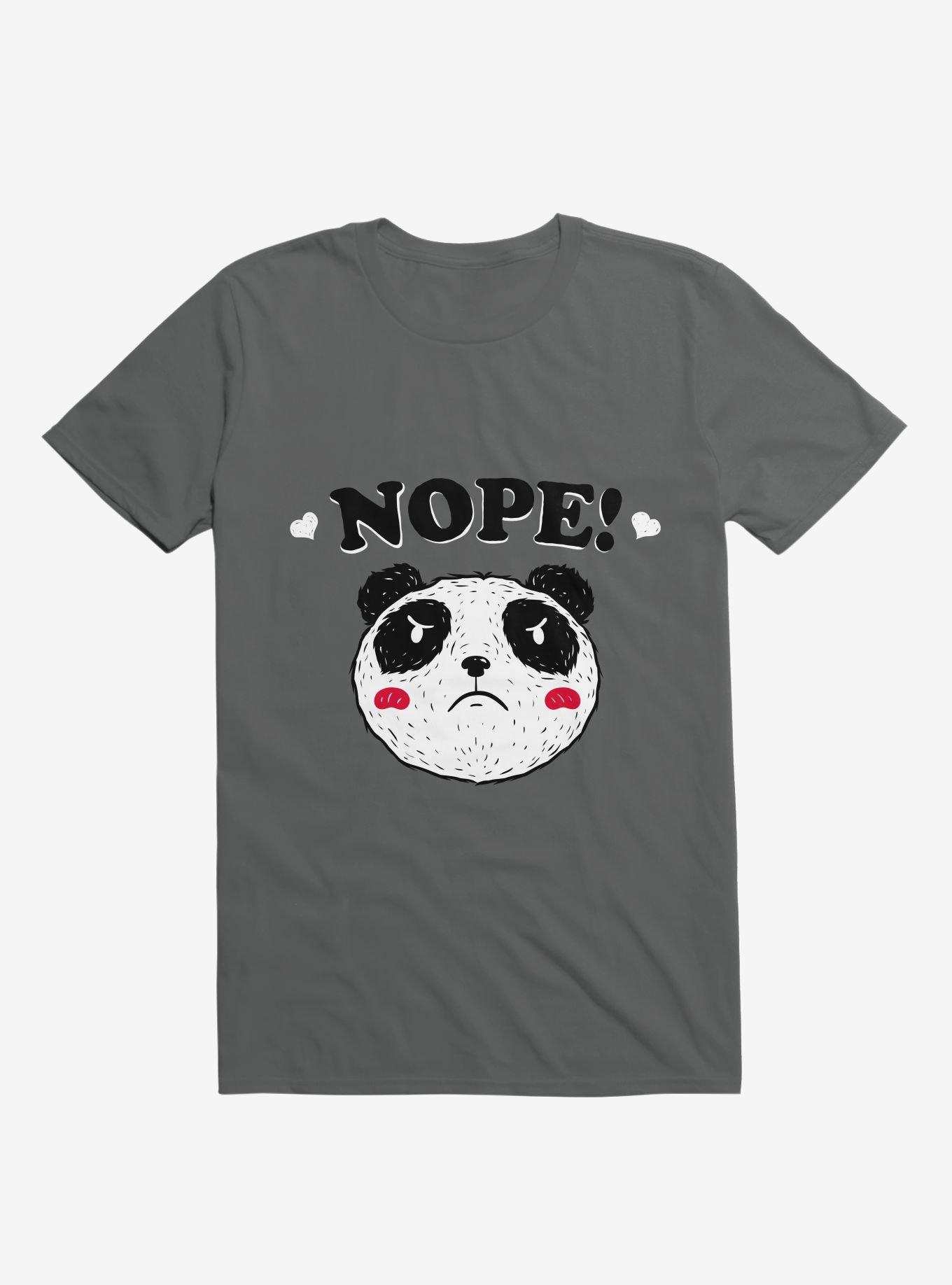 Nope Panda Charcoal Grey T-Shirt, , hi-res