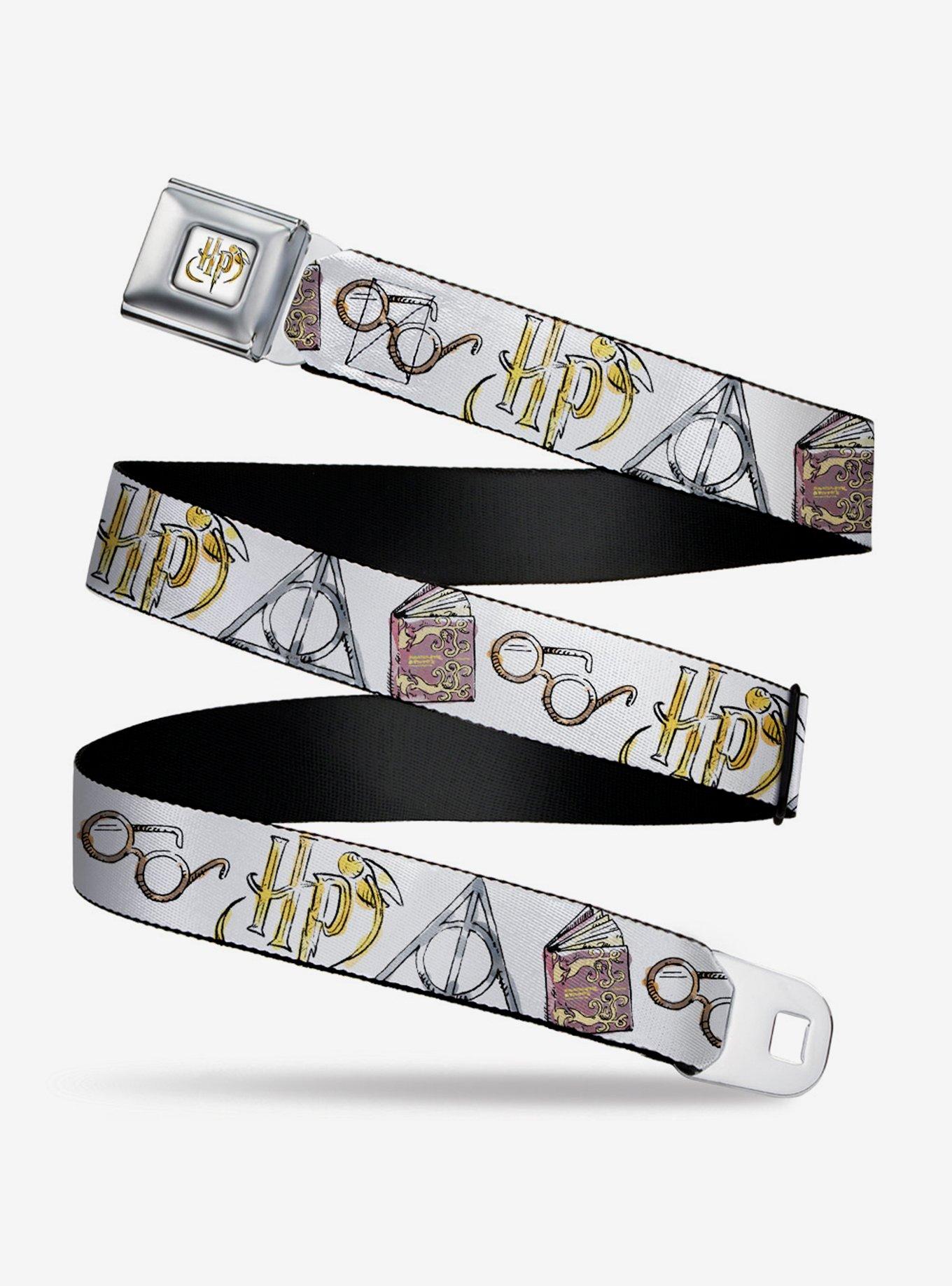 Harry Potter Icons Watercolor Seatbelt Belt, BLACK, hi-res