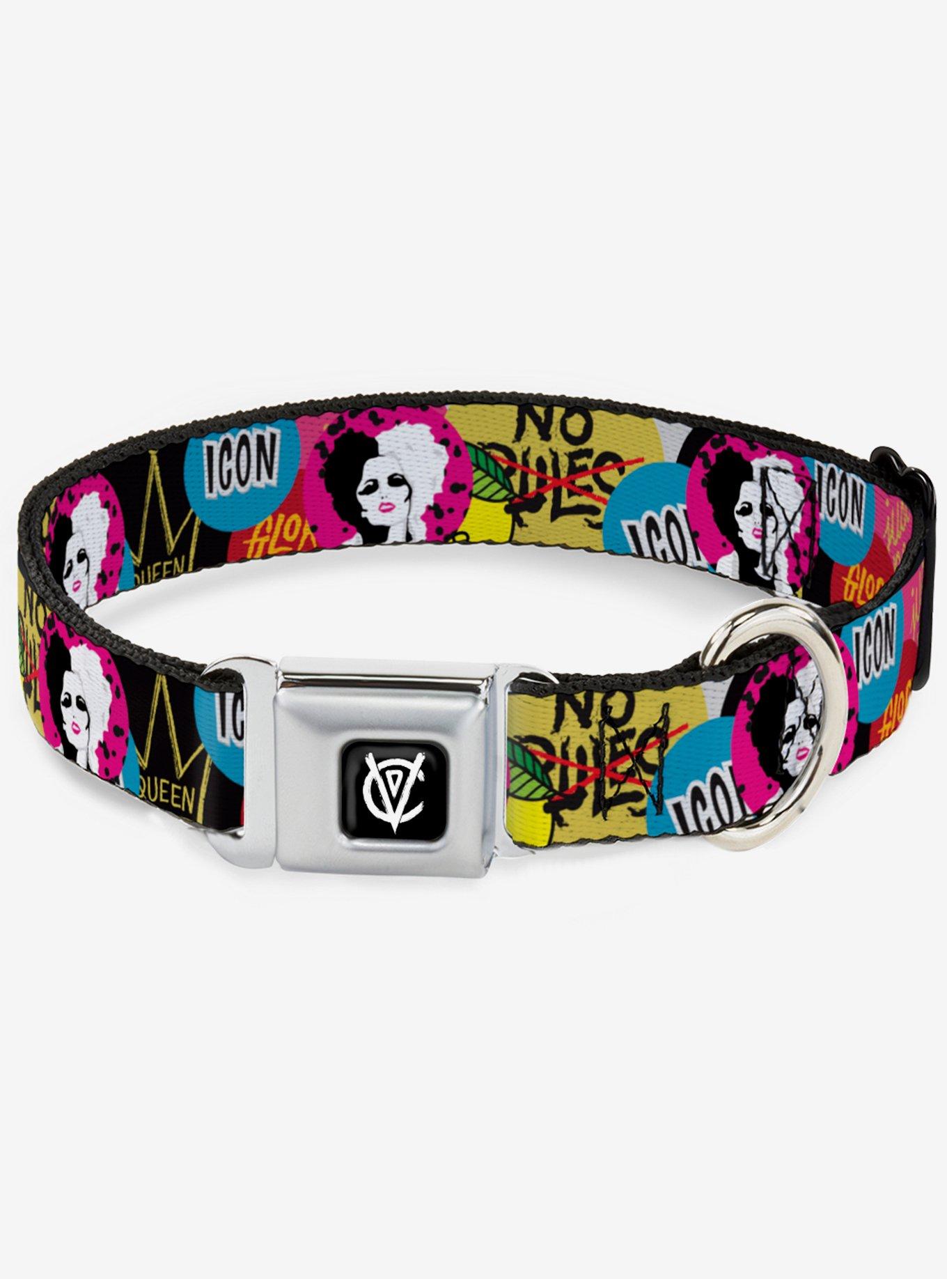 Disney Cruella de Vil Cruell World Seatbelt Dog Collar, BLACK, hi-res