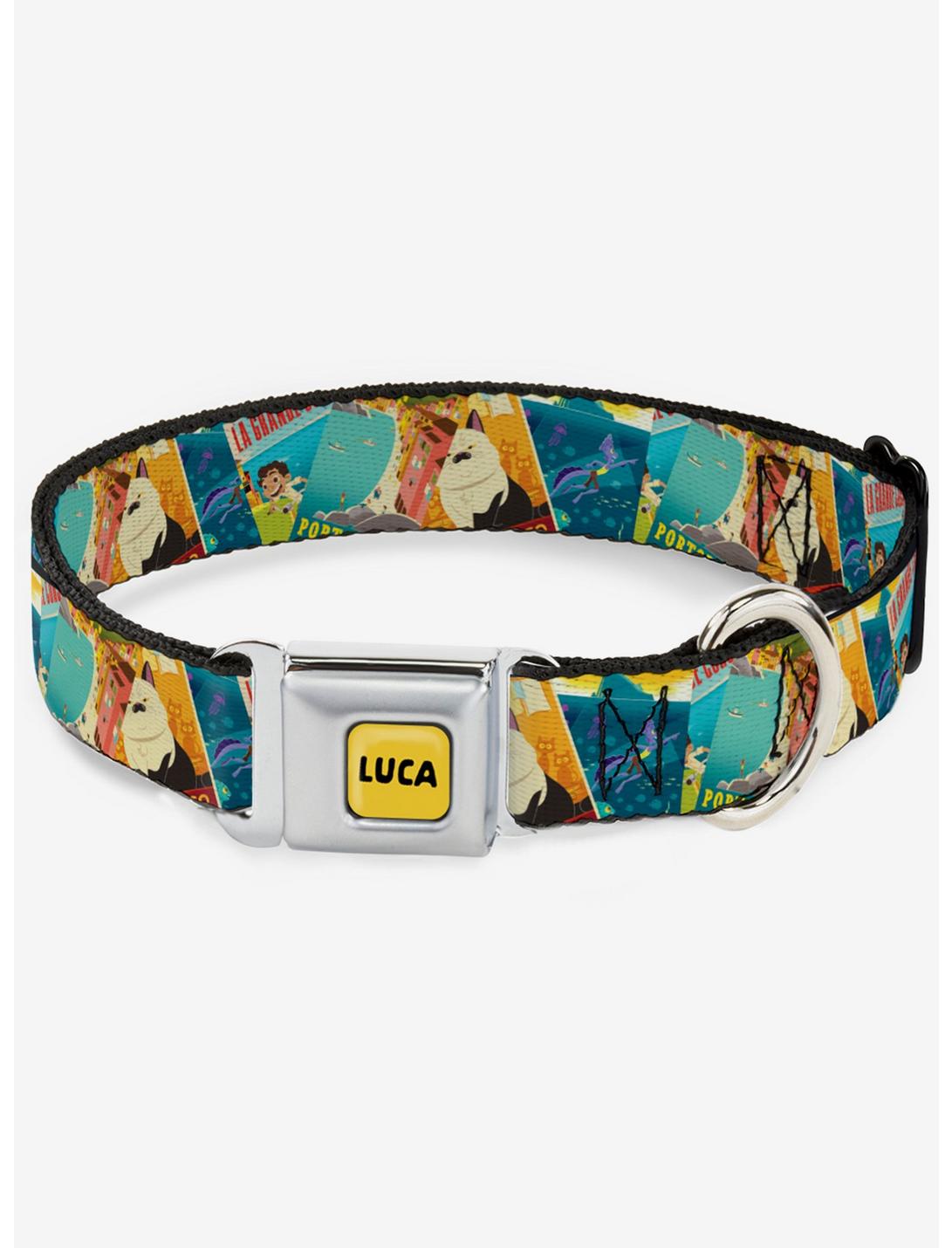 Luca The Piazza Poster Seatbelt Dog Collar, BLACK, hi-res