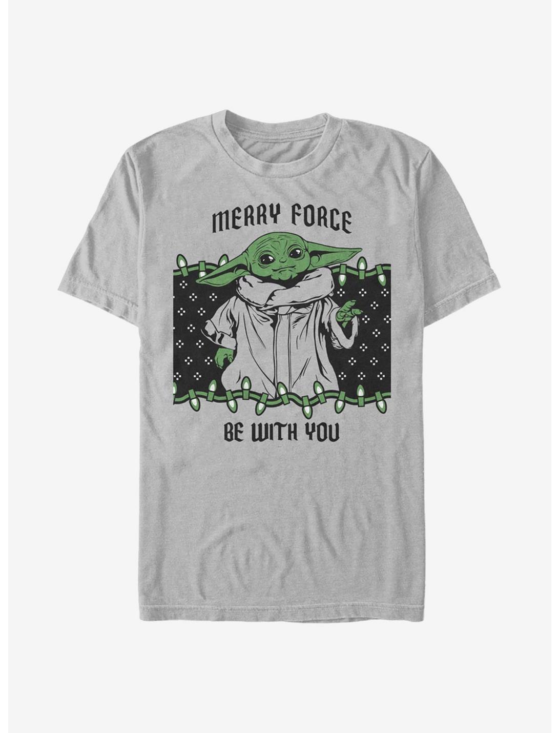 Star Wars The Mandalorian The Child Merry Force Holiday T-Shirt, SILVER, hi-res