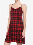 Red Plaid Button-Front Dress, PLAID - RED, hi-res