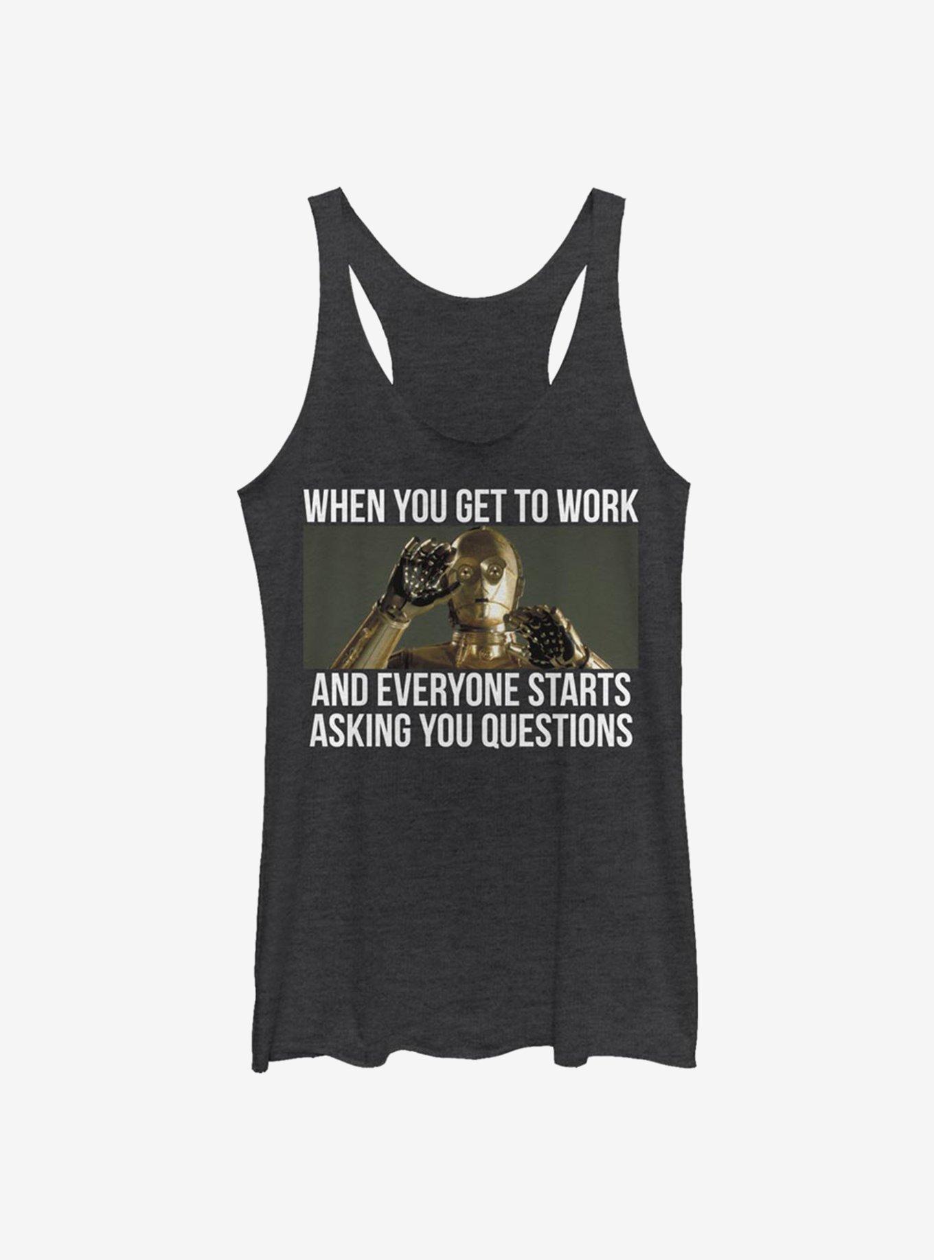Star Wars Work Questions Womens Tank Top, BLK HTR, hi-res view 1
