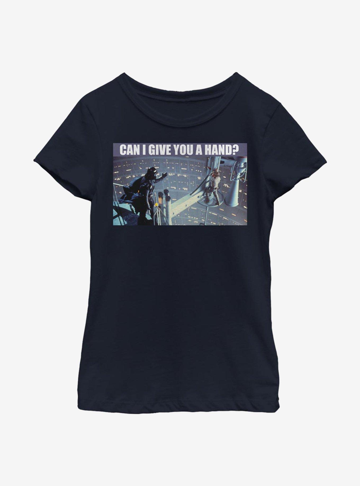 Star Wars Give You A Hand Youth Girls T-Shirt, NAVY, hi-res