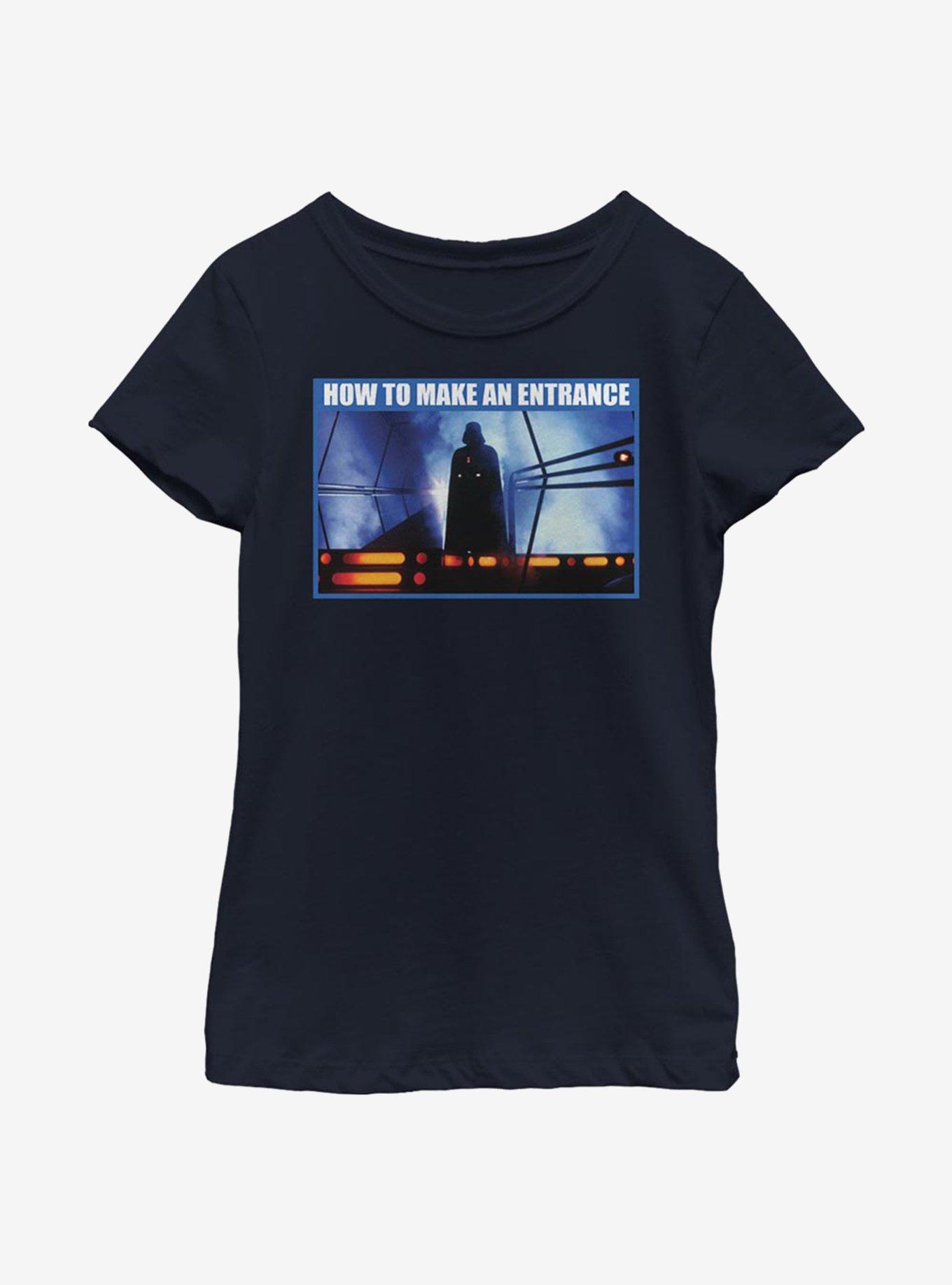 Star Wars How To Make An Entrance Youth Girls T-Shirt, NAVY, hi-res