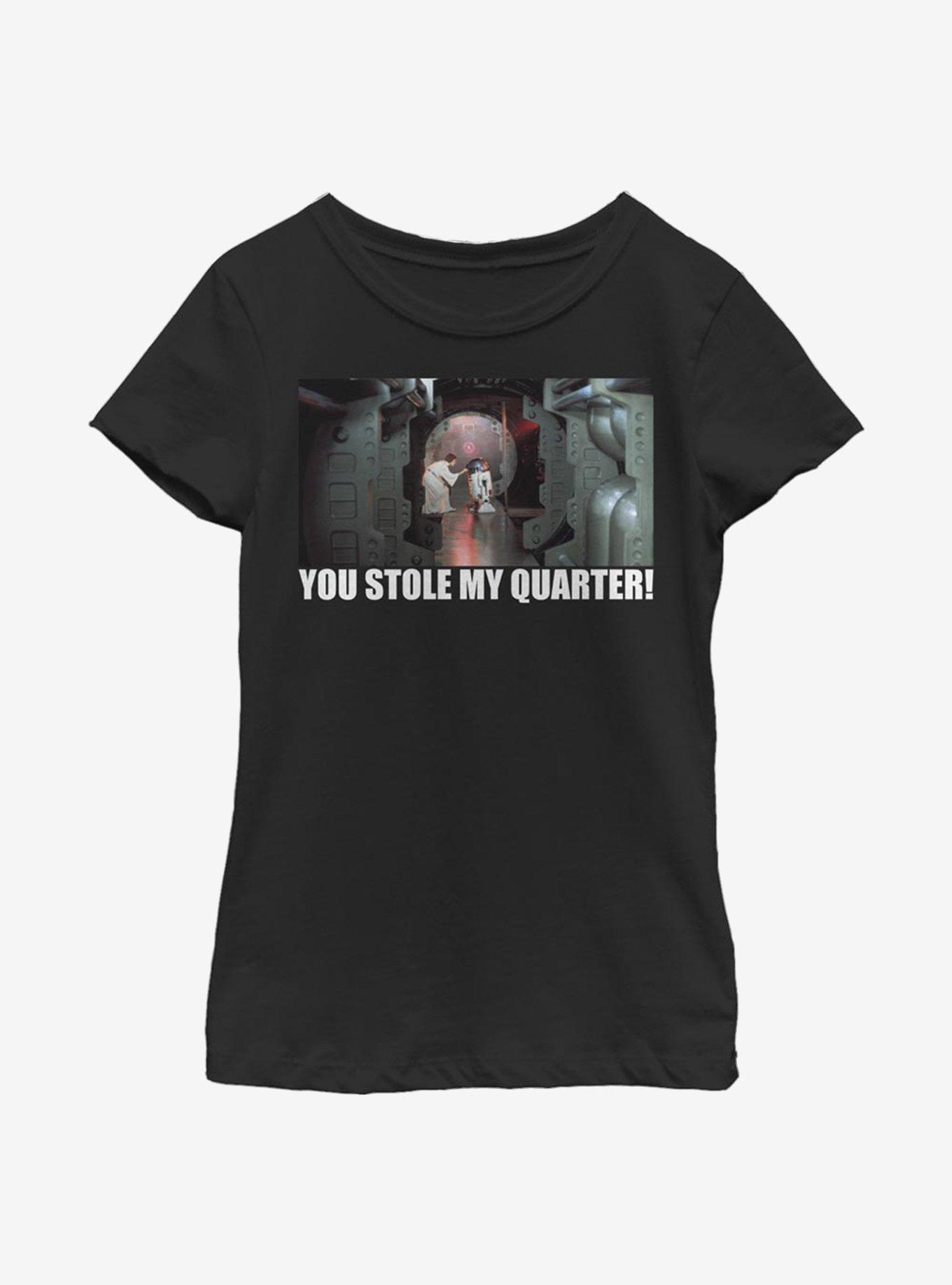 Star Wars You Stole My Quarter! Youth Girls T-Shirt, BLACK, hi-res