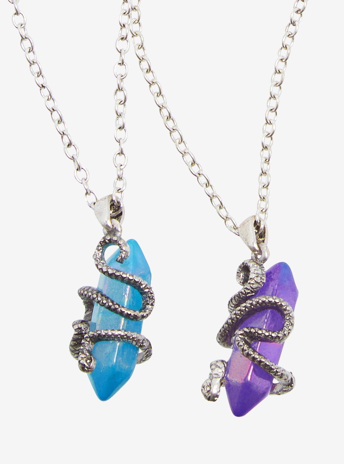 Snake Wrapped Crystal Best Friend Necklace Set, , hi-res