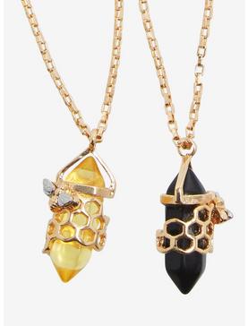 Yellow & Black Crystal Bee Best Friend Necklace Set, , hi-res
