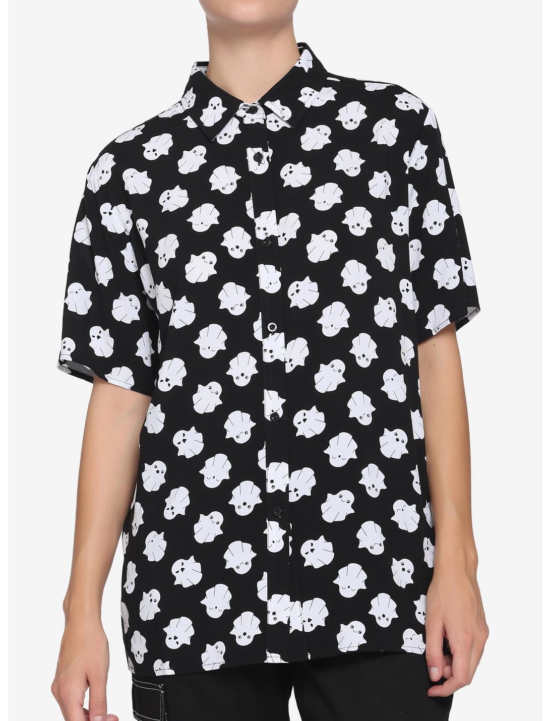Ghost Girls Woven Button-Up, BLACK, hi-res