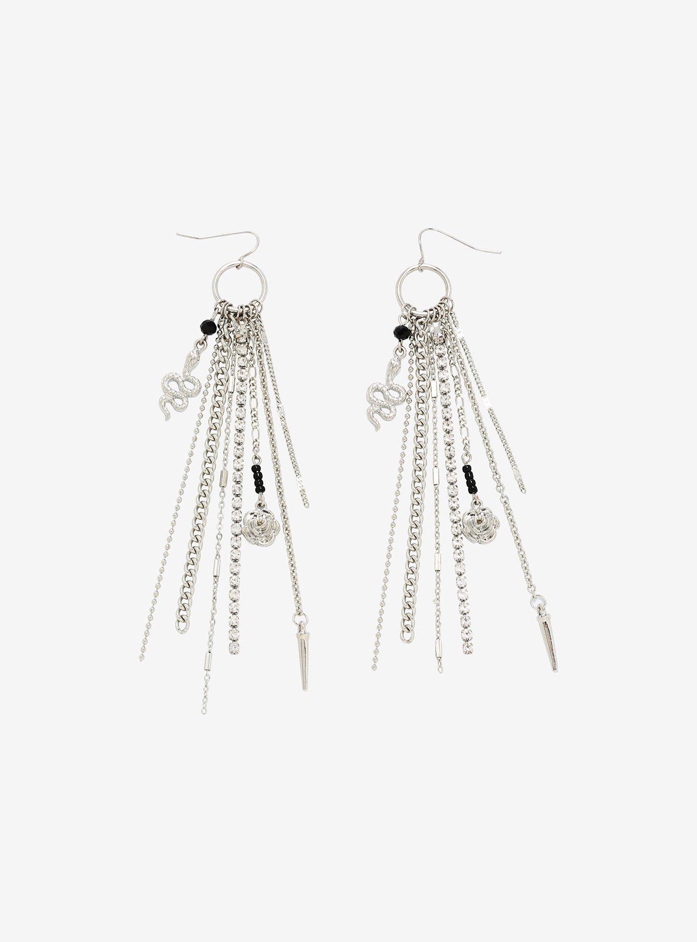 Multi Chain Snake Drop Earrings, , hi-res