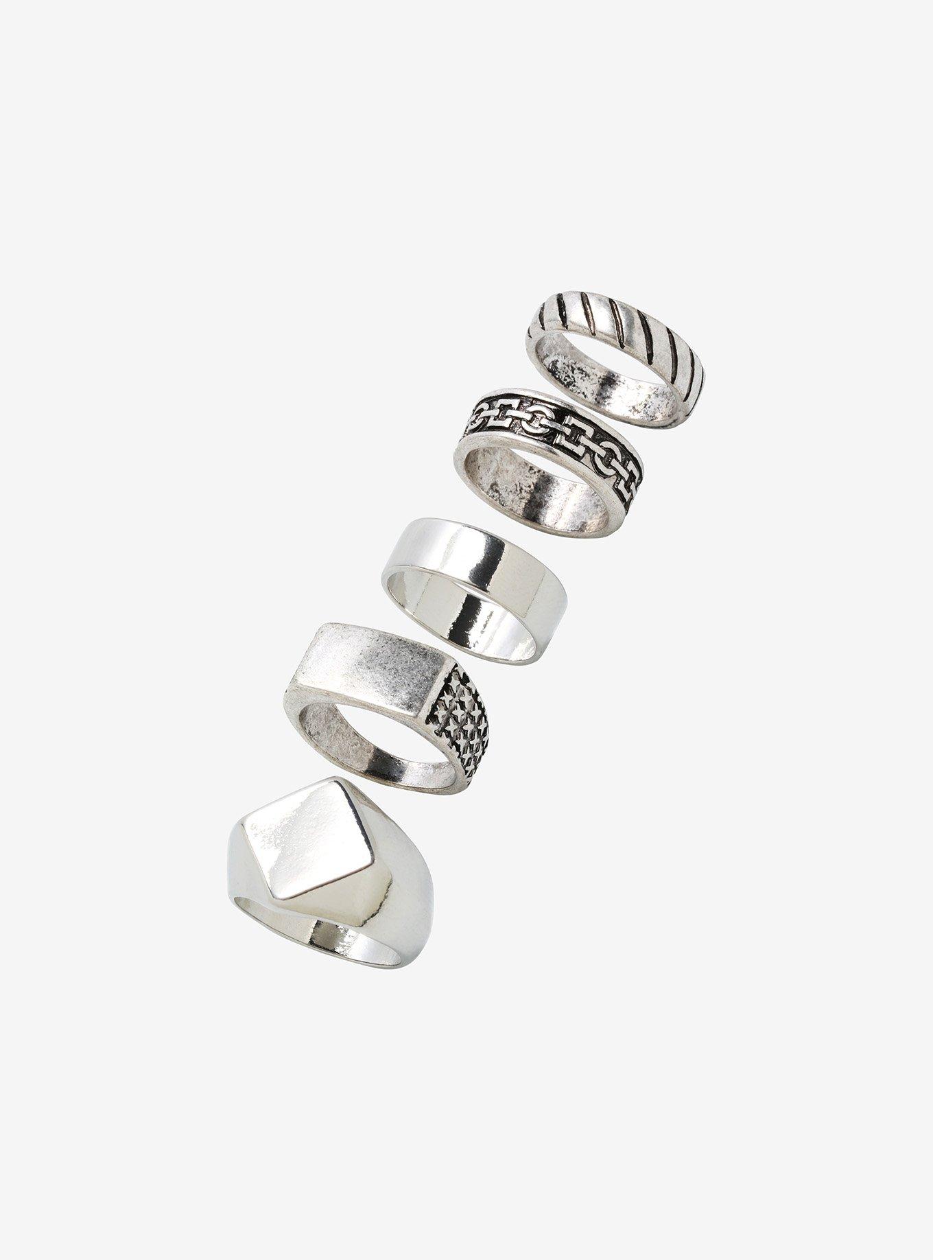 Burnished Silver Tone Multi Size Ring Set