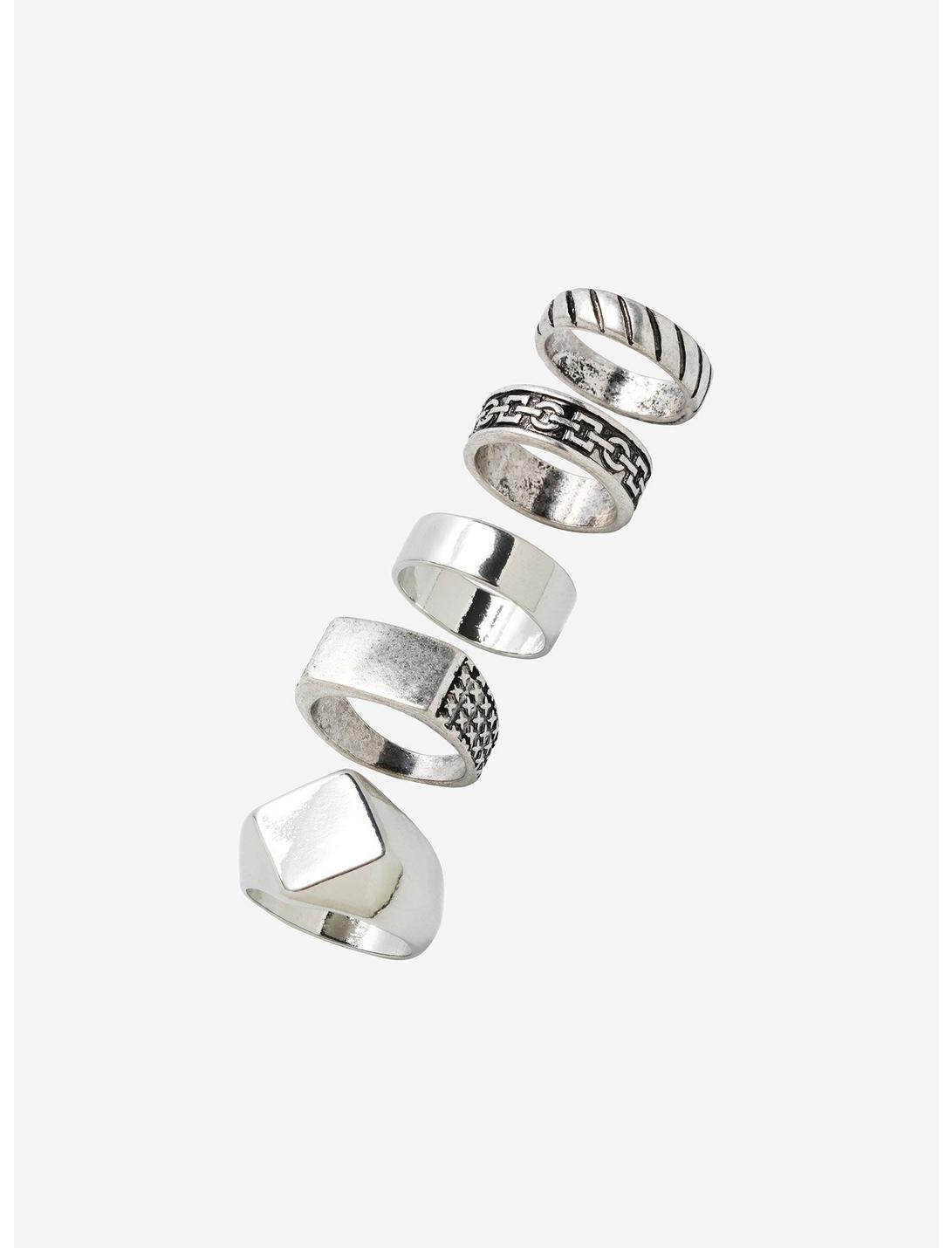 Burnished Silver Tone Multi Size Ring Set