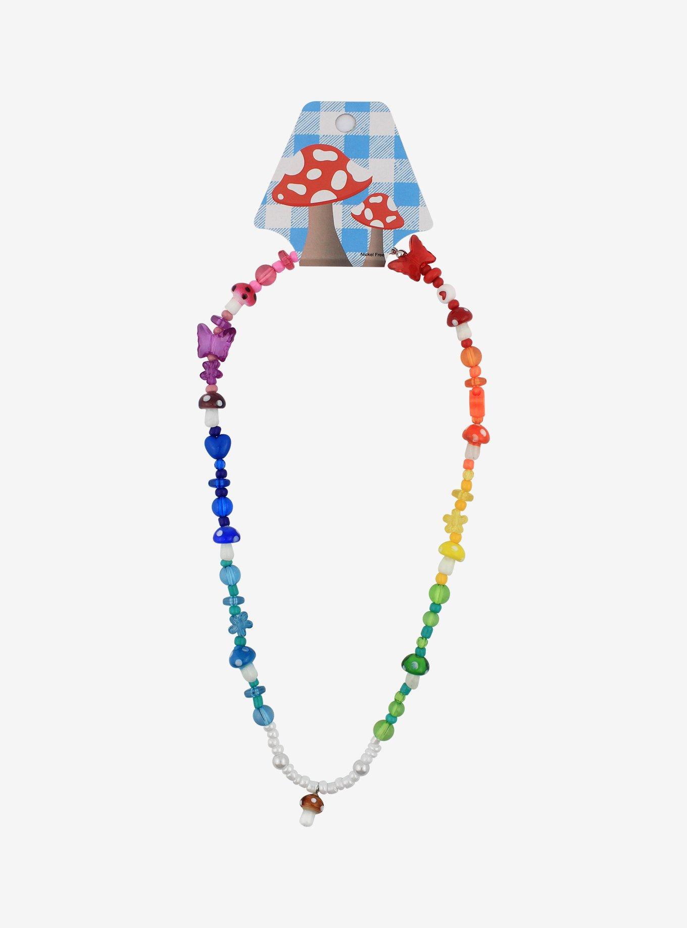 Rainbow Mushroom Bead Necklace