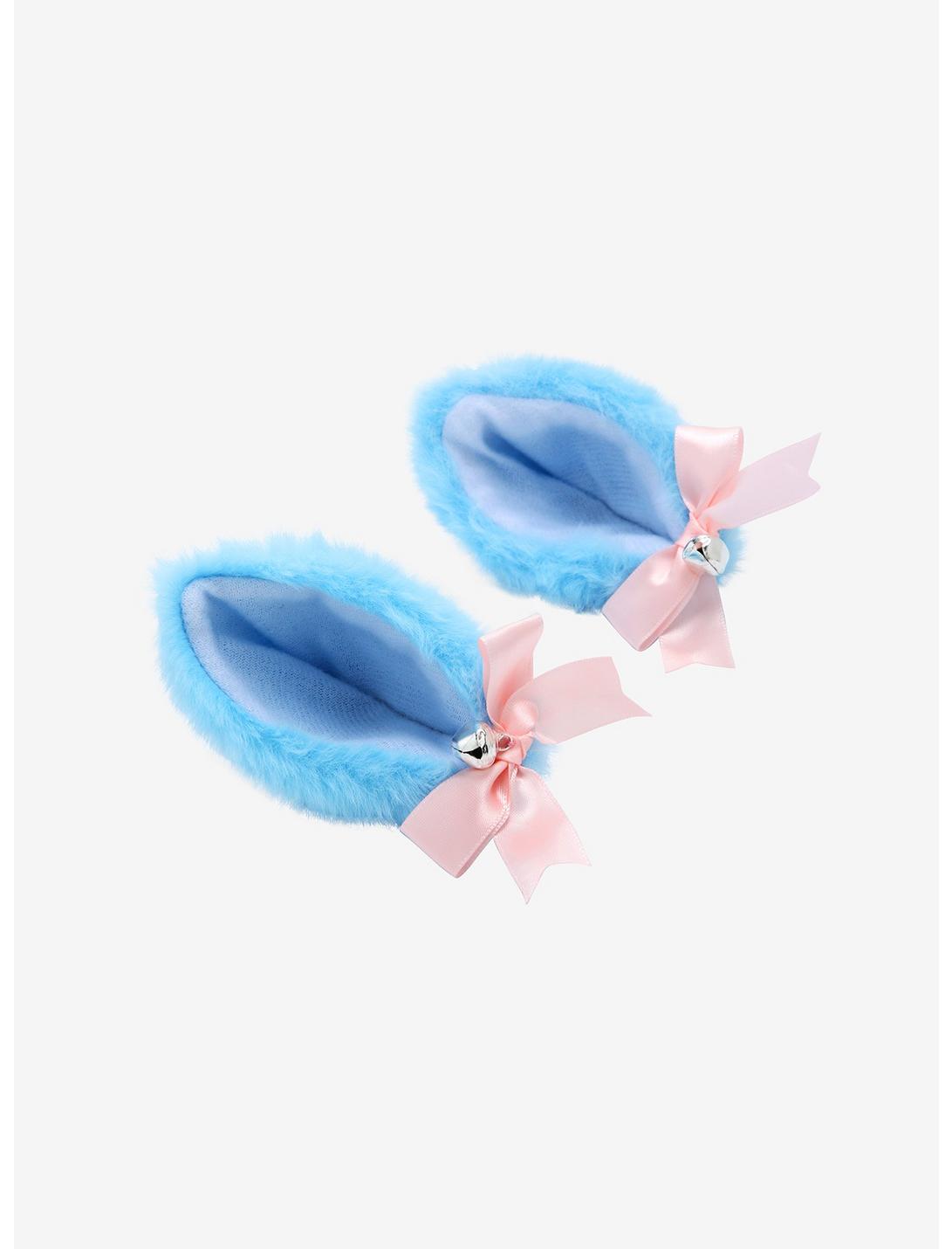Light Blue Cat Ear & Pink Bow Hair Clip Set, , hi-res