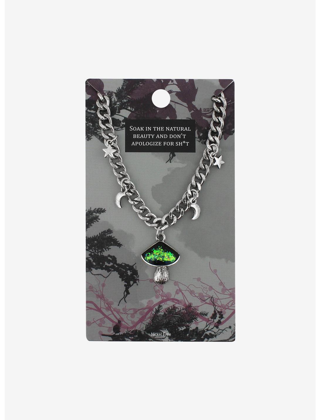 Dark Opal Mushroom Chain Necklace, , hi-res