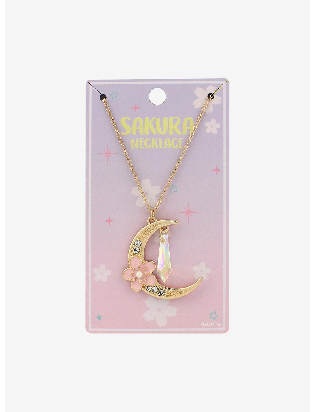 Sakura Moon Crystal Pendant Necklace, , hi-res