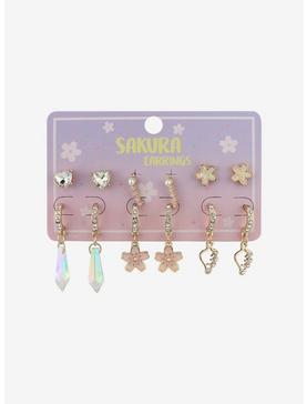 Sakura Flower Crystal Hoops & Studs Earring Set, , hi-res