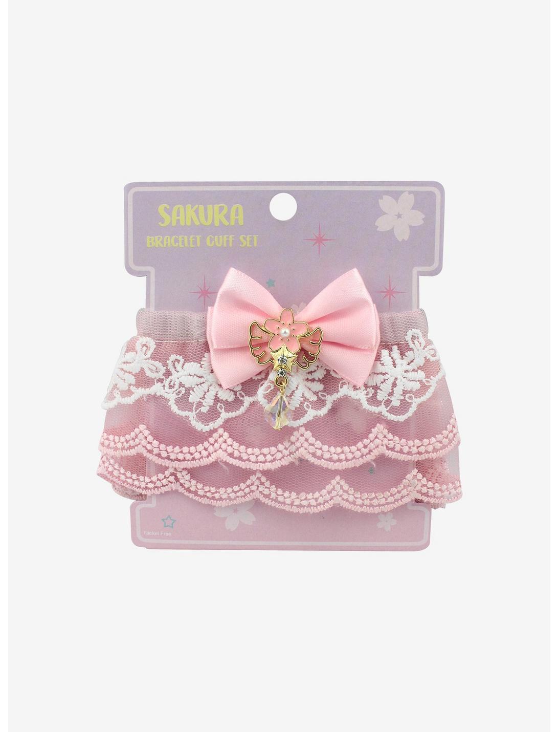 Sakura Lace Bracelet Cuff Set, , hi-res