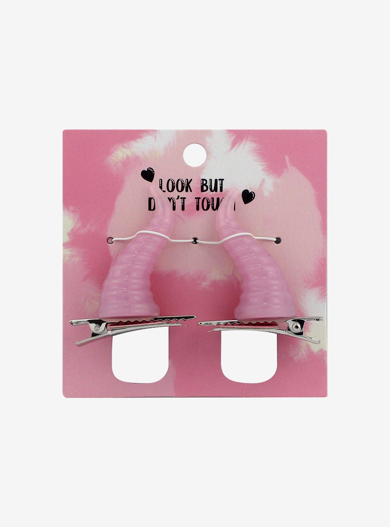 Pink Horn Hair Clip Set, , hi-res