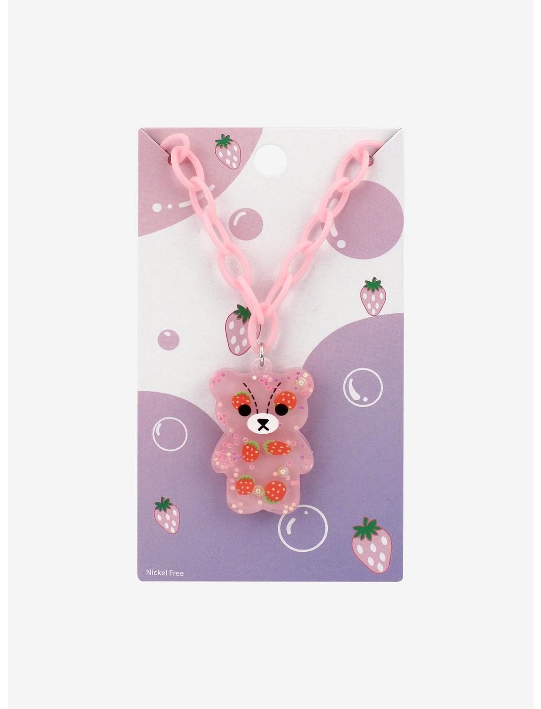 Strawberry Bear Pink Chain Necklace, , hi-res