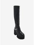 Black Chain Back Platform Knee-High Boots, MULTI, hi-res