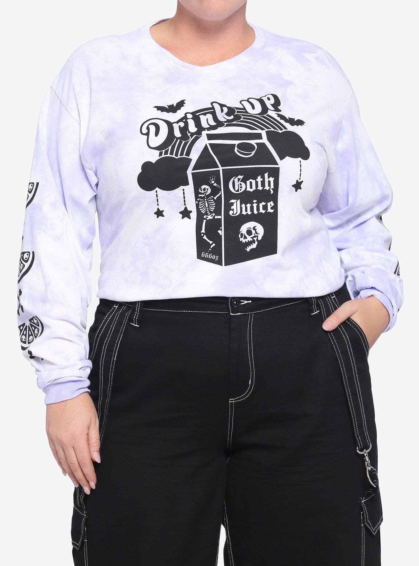 Drink Up Goth Juice Tie-Dye Girls Long-Sleeve T-Shirt Plus Size, MULTI, hi-res