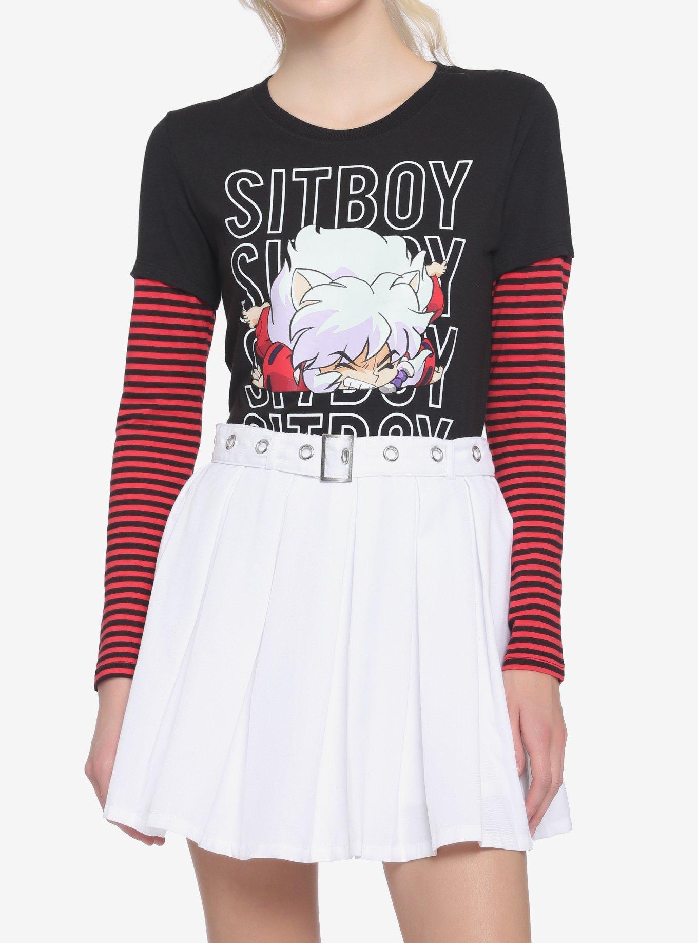 InuYasha Sit Boy Stripe Twofer Girls Long-Sleeve T-Shirt, MULTI, hi-res