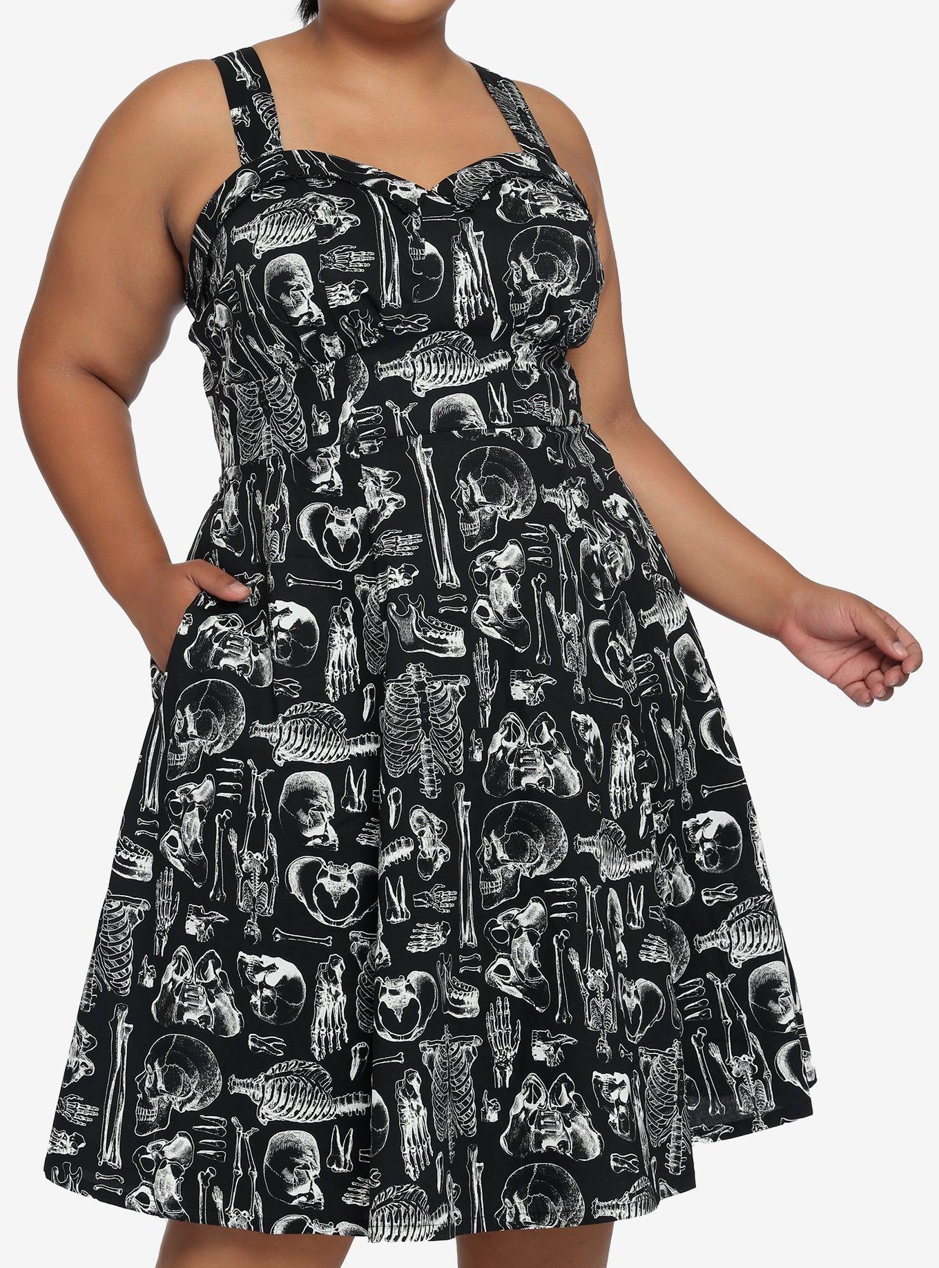 Skeleton Anatomy Retro Swing Dress Plus Size, MULTI, hi-res