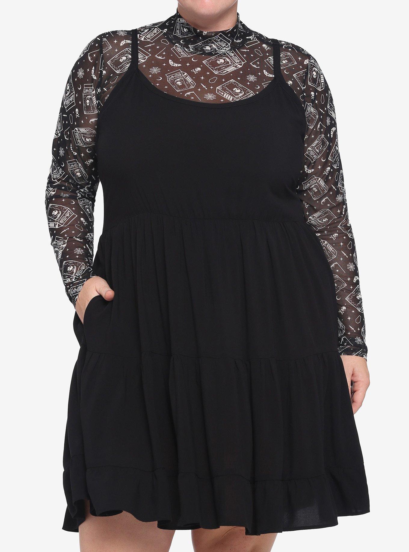 Goth Milk Twofer Tiered Dress Plus Size, MULTI, hi-res