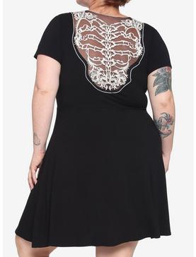 Black Lace Back Skull Cutout Dress Plus Size, , hi-res