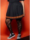 Black & Orange Pleated Cheer Skirt Plus Size, BLACK, hi-res