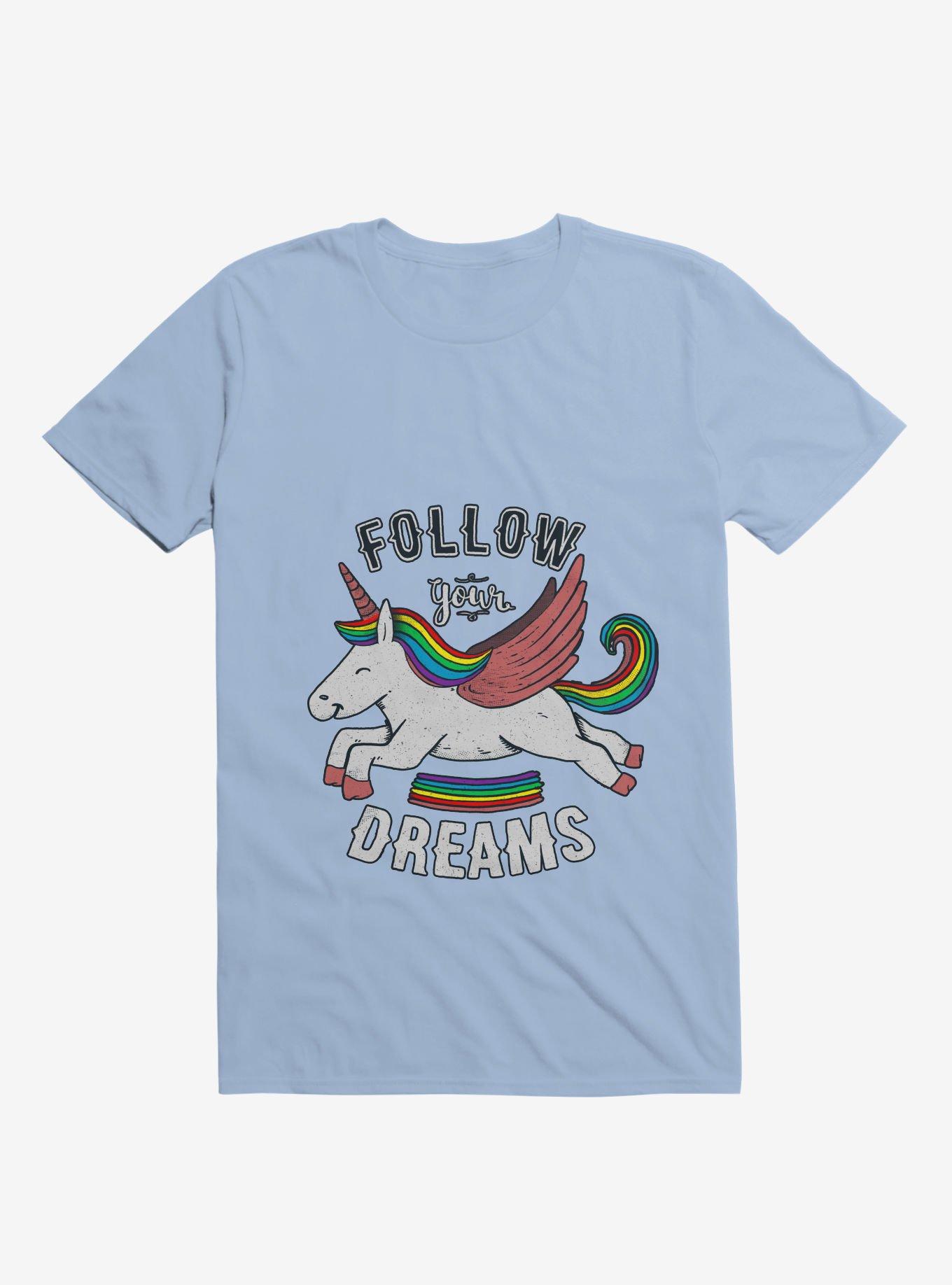 Follow Your Dreams Rainbow Unicorn T-Shirt, LIGHT BLUE, hi-res