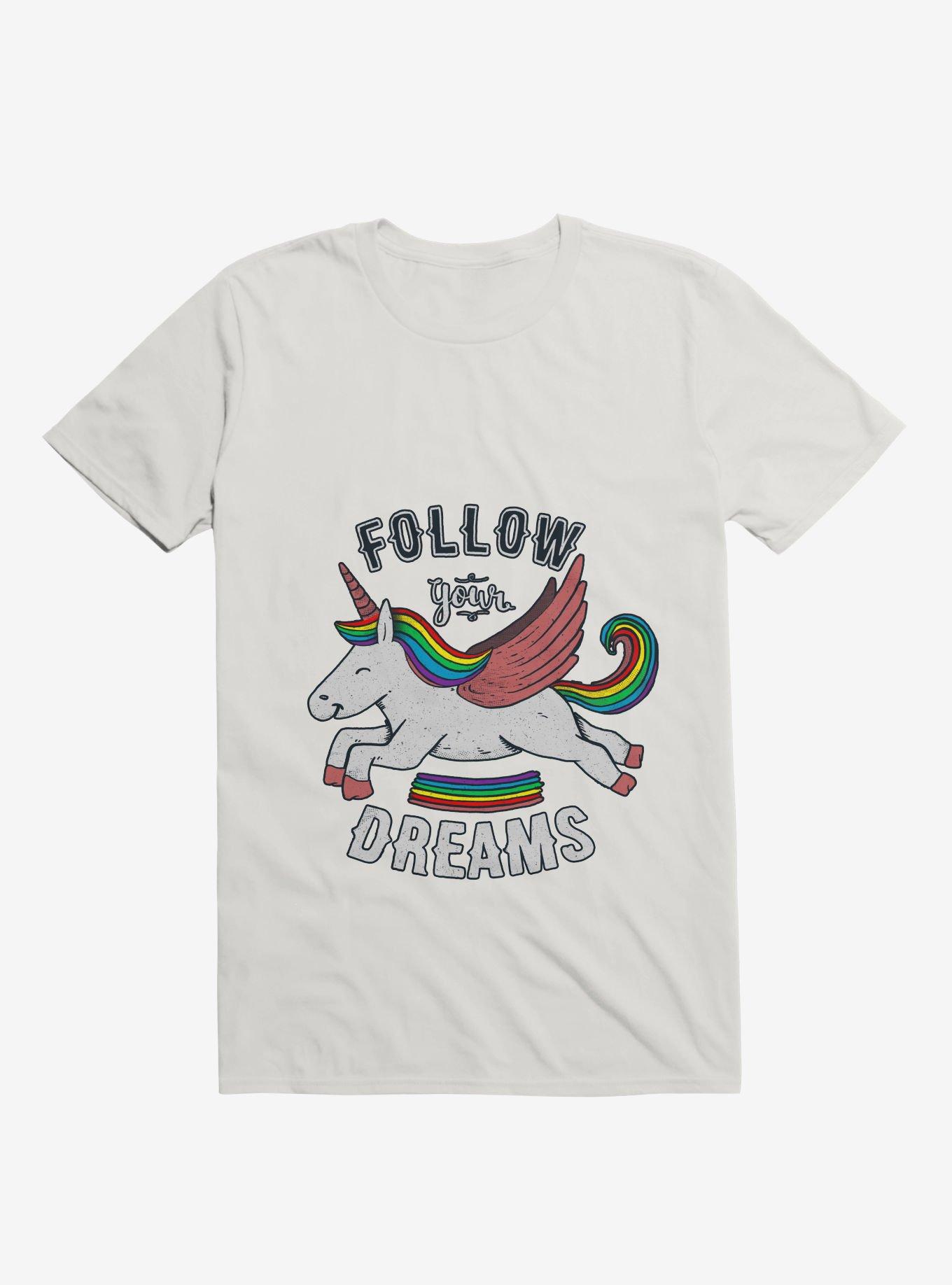Follow Your Dreams Rainbow Unicorn T-Shirt, WHITE, hi-res