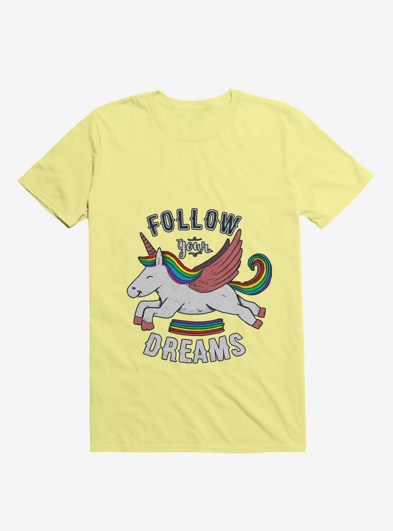 Follow Your Dreams Rainbow Unicorn T-Shirt, CORN SILK, hi-res