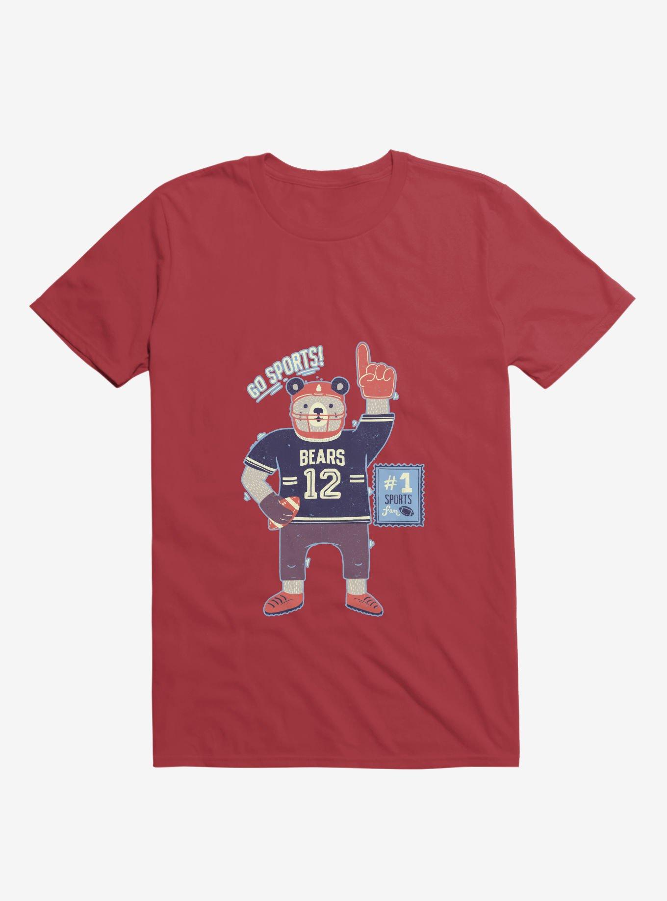 American Football Bear T-Shirt, RED, hi-res