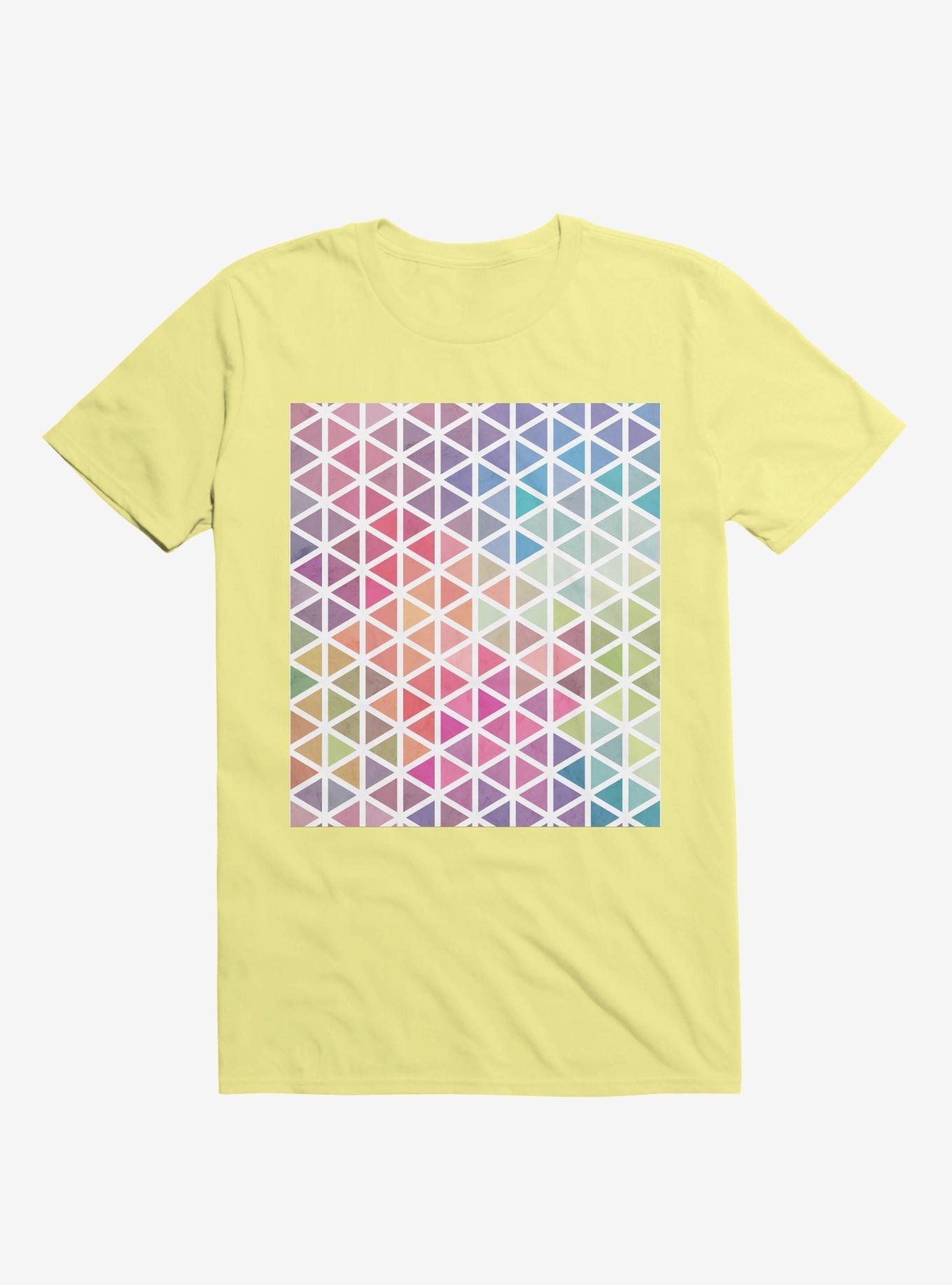 Geometric Fractal Triangles Bubblegum Rain T-Shirt, , hi-res