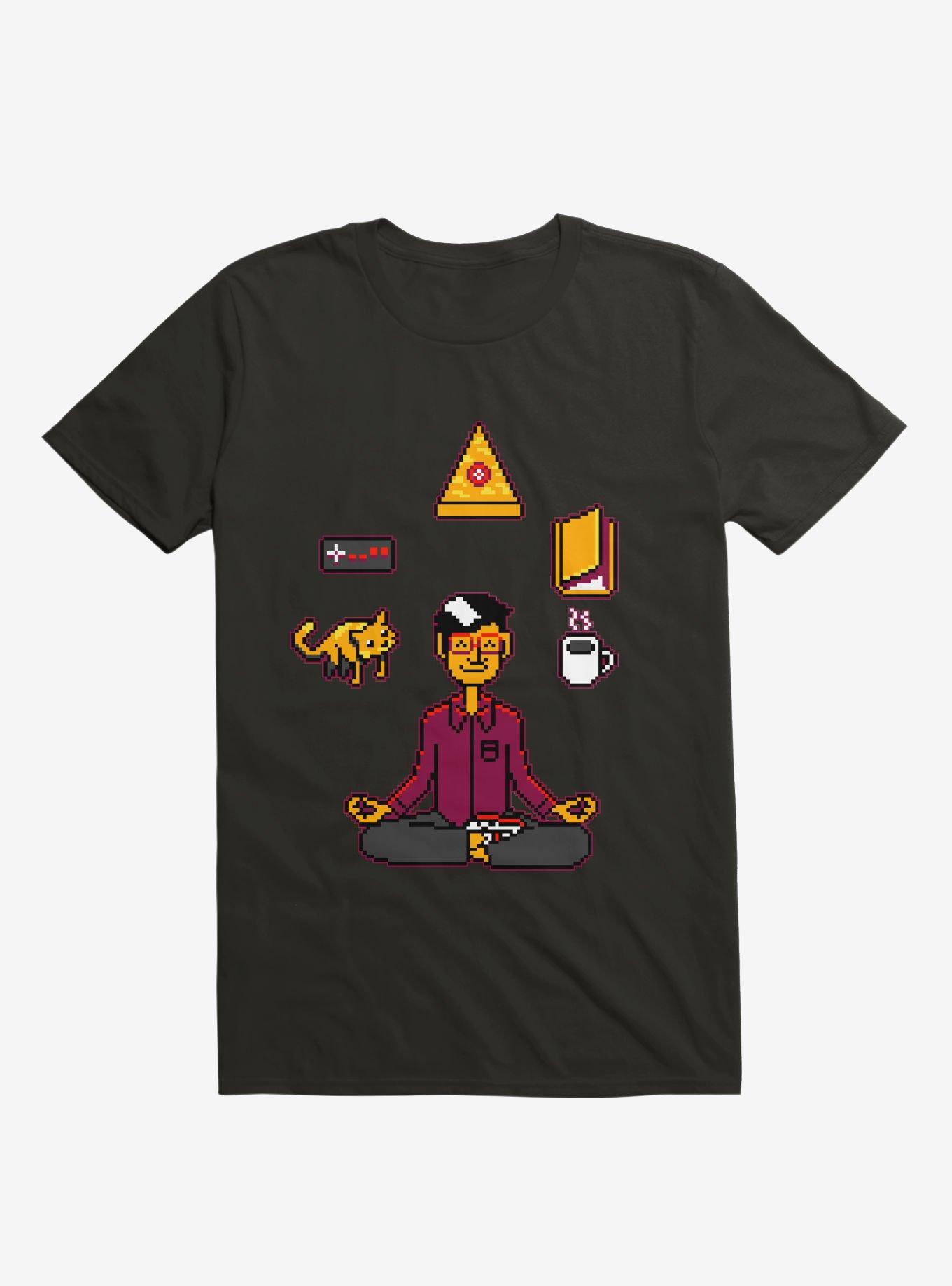 Meditation Games Coffee and Books T-Shirt, BLACK, hi-res