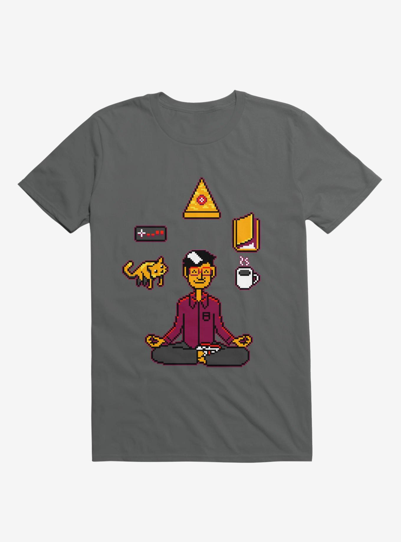 Meditation Games Coffee and Books T-Shirt, CHARCOAL, hi-res