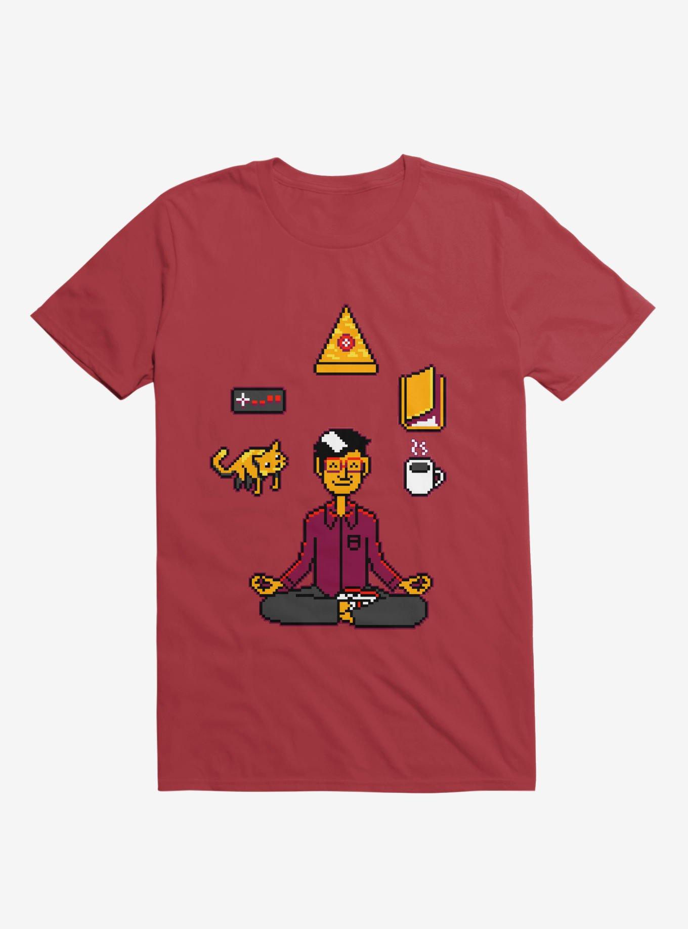 Meditation Games Coffee and Books T-Shirt, RED, hi-res
