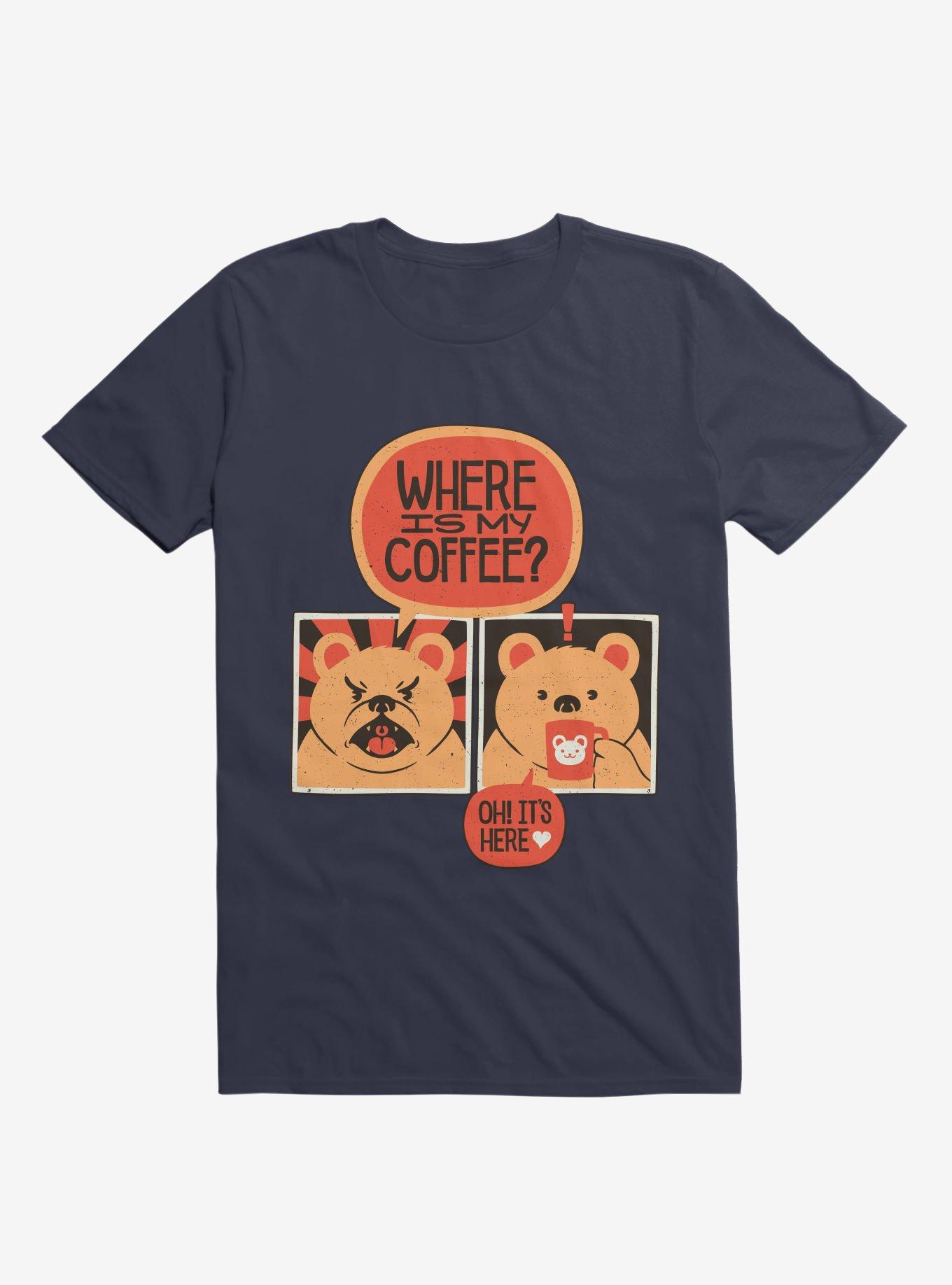 Where Is My Coffee Angry Bear T-Shirt, NAVY, hi-res