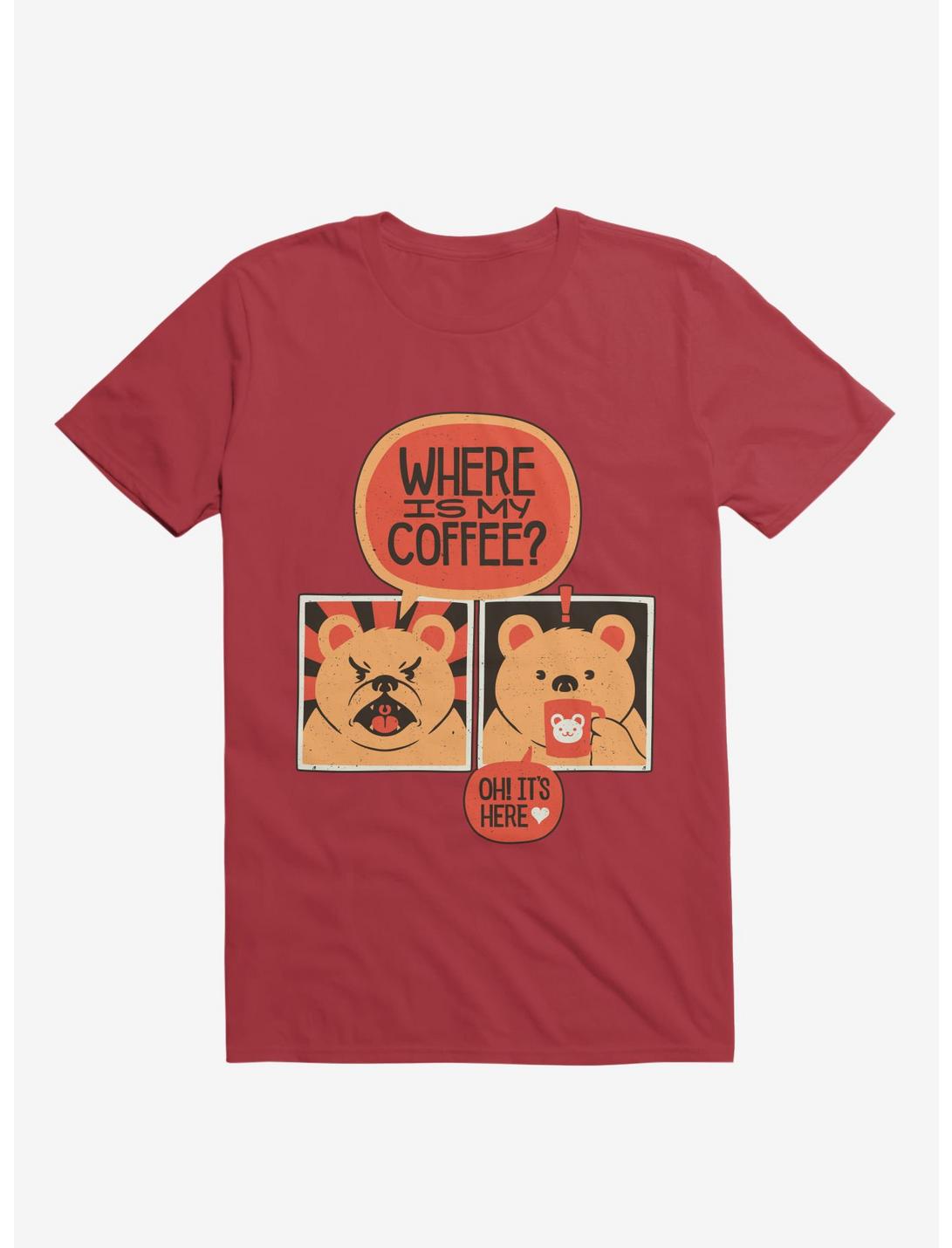 Where Is My Coffee Angry Bear T-Shirt, RED, hi-res